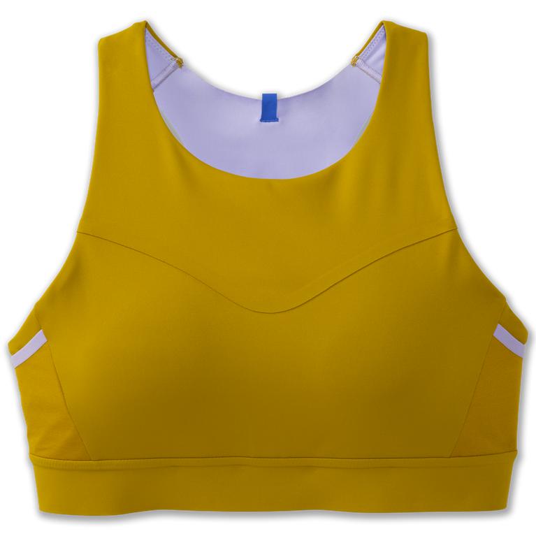 Brooks Womens Drive 3 Pocket Running Bra - Golden Hour/Violet Dash/White/Blue (263987-MYA)